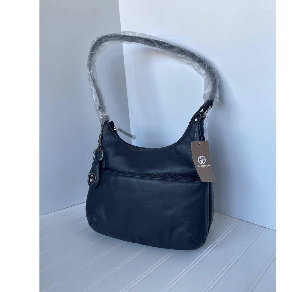 NEW Giani Bernini Black Leather Nappa Hobo Bag Shoulder Purse Quiet Luxury Chic - Picture 2 of 9